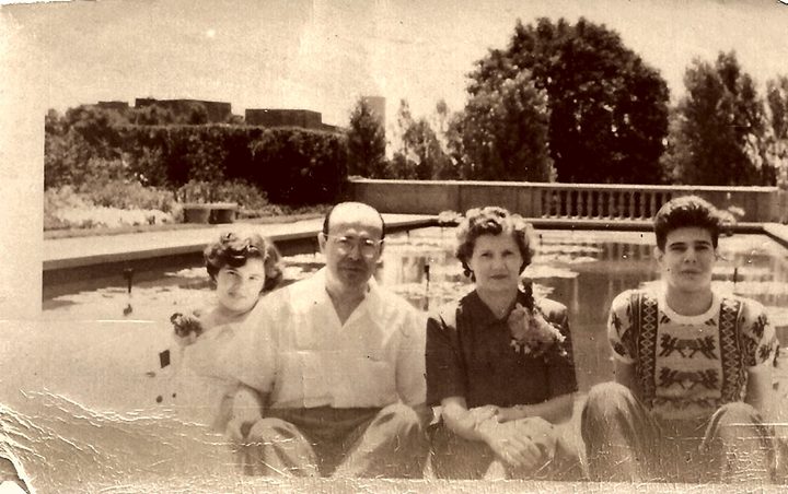 Myrna and her brother at the Brooklyn Botanic Garden, late 1940s.