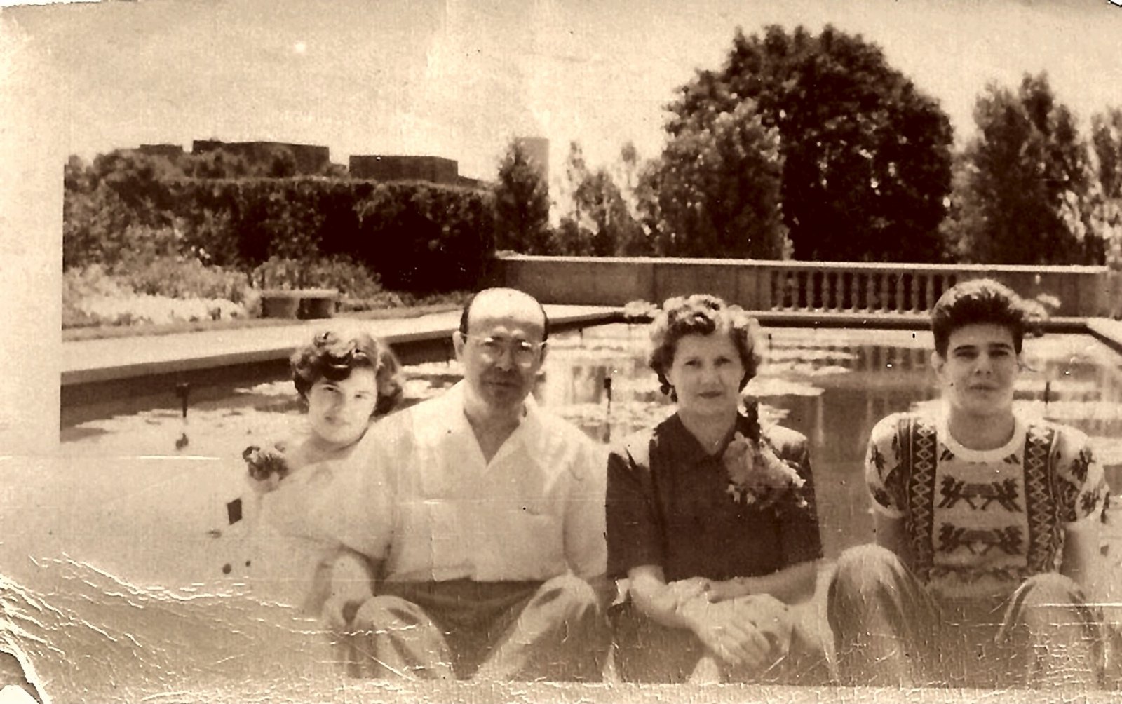 Myrna and her brother at the Brooklyn Botanic Garden, late 1940s.