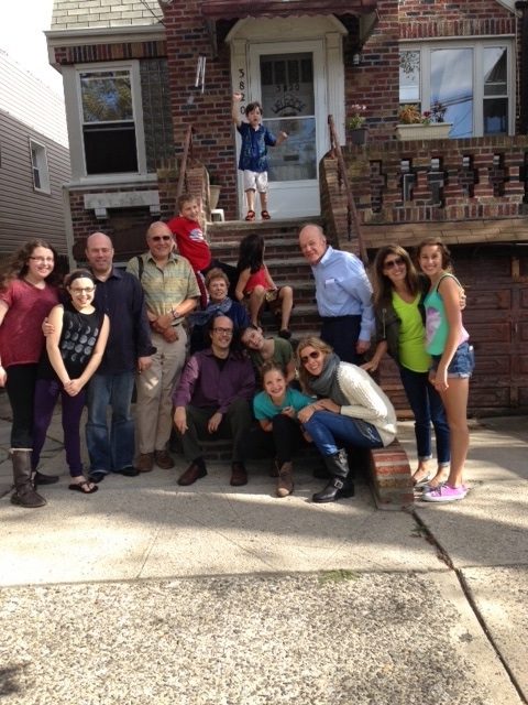 The family in front of the Brooklyn house on Quentin Road, circa 2013. Sadly, Sam and Myrna are no longer with us.