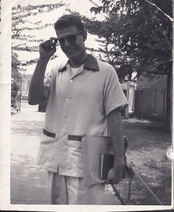Older brother Sam carrying his books at Brooklyn College, early 1950s.